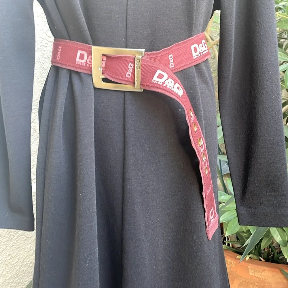 Vintage burgundy/pink Dolce & Gabbana leather/canvas large belt